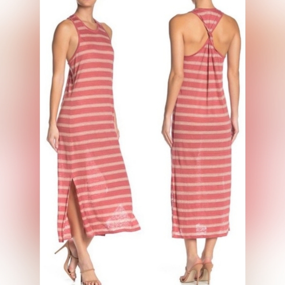 Joie Brellen Striped Linen Tank Maxi Dress Tropic Red Small Casual Resortwear - Picture 1 of 12